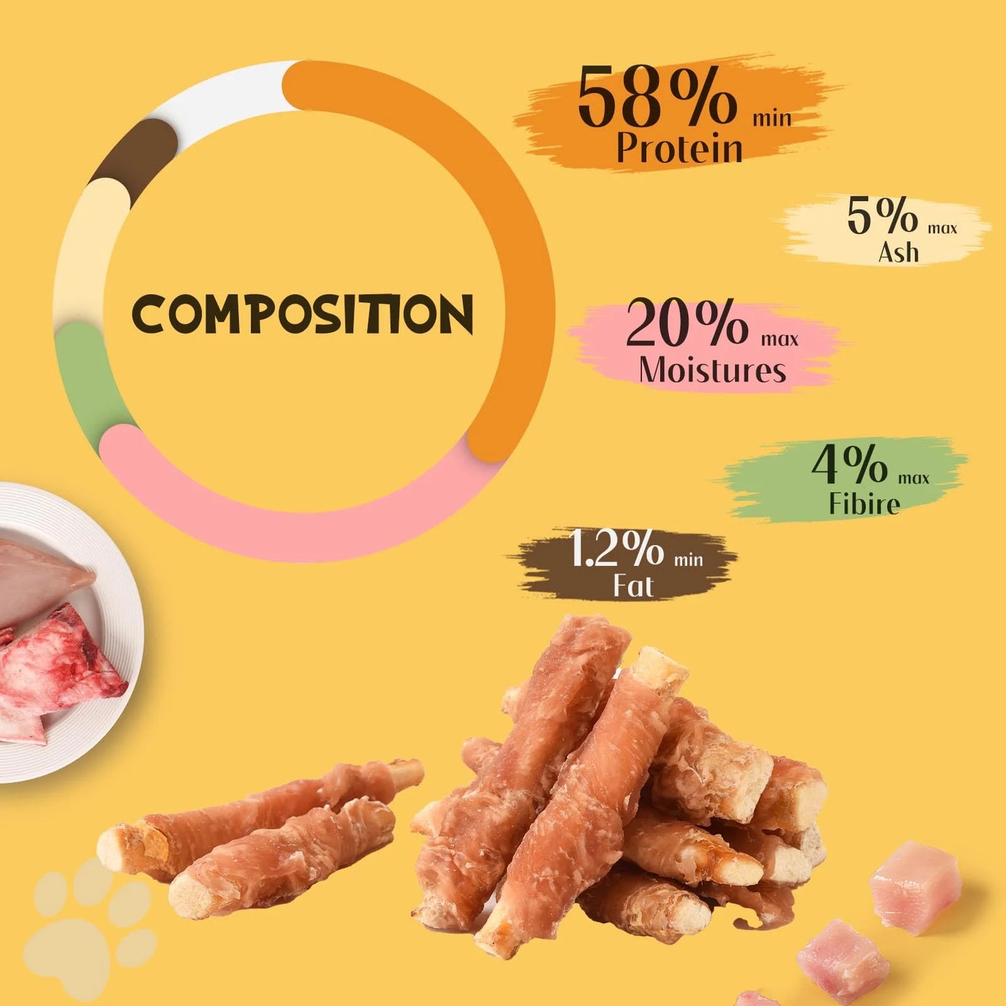 (4 Pack) Chicken Wrapped Beef Cartilage Dog Treats, Long-Lasting Chewy Dog Soft Bone for Small, Medium & Large Dogs (10.6Oz, No Rawhide)