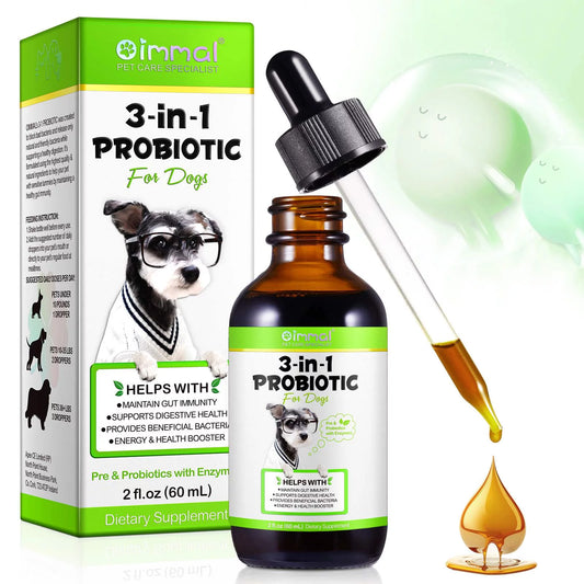 3-In-1 Liquid Probiotic for Dogs Gut | Digestive Health & Immunity Support Dietary Supplement 2 Fl Oz - 1Pack